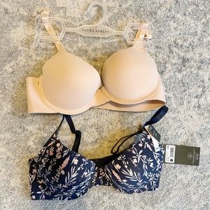 NEW Set of 2 Laura Ashley Underwire Push Up Convertible Bras Size 34C